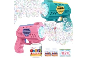 Eaglestone 2er-Pack automatische Seifenblasenpistolen für Kinder, mit LED-Licht, inkl. 2 Flaschen Seifenblasenlösung & 20 Konzentrate,ideal für Partys, Outdoor, Geburtstage & Spielspaß