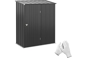 Outsunny Casetta da Giardino Porta Utensili in Lamiera Acciaio, Capanno per Attrezzi con Serratura, 161.5x94.5x196cm, Nero