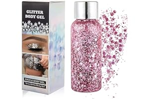 GL-Turelifes Lentejuelas de sirena con purpurina líquida, sombra de ojos, gel para el cuerpo, festival, purpurina, cosméticos, para el pelo, maquillaje de larga duración, brillo de 30 g (03# rosa)