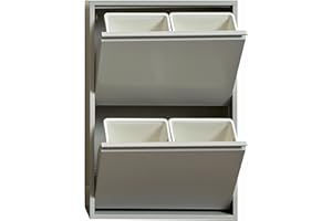 VEEHAUS Küche Mülleimer Für Den Vielseitigen Einsatz Mit Klappen Aus Edelstahl Stilvoller Abfalleimer Für Eine Effiziente Und Praktische Aufbewahrung ‎Grau (4 x 15 LT - 60 LT)