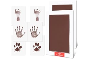 HYZEVEE Baby Baby Handprint and Footprint Kit | 2 Pack Baby Inkless Print Pads | 6 Imprint Cards | Inkless Baby Footprint Kit Clean-Touch | Safe for Baby, Family Keepsake, Dog Paw Print Kit, Brown