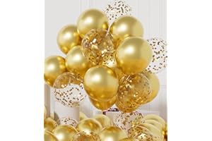 AULE Luftballons Gold Metallic Helium: 42 Stück 12 Zoll Goldene Konfetti Luftballon Latex Ballons Geburtstagsdeko Deko für Graduation Jahrestag Junggesellenabschied Geburtstag