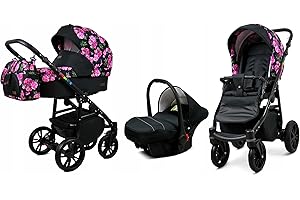 BabyLux® Carrito de Bebé Sistema de Viaje Set 3 en 1 - Color Lux - incl. Capazo, Silla de Paseo, Silla Coche - Cochecito - con Bolso cambiador, Cubierta para la lluvia, Mosquitera etc.