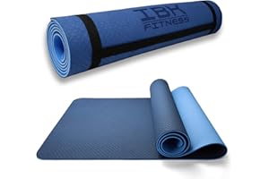 IBK FITNESS - Tappetino da Yoga, Tappetino da Yoga Imbottito e Antiscivolo Fitness Pilates e Ginnastica con Cinturino di TPE,180 x 60 cm