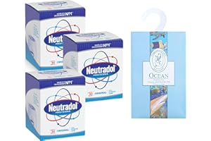 QUINN WHOLESALE Neutradol Air Freshener Bundle - 3x Neutradol Gel Original 135g & Ocean Scented Hanging Wardrobe Fresheners - Strong Air Freshener for Home, Bin Deodoriser & Wardrobe Fresheners