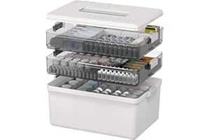 CITYLIFEHOUSE Citylife 3-Layer Medicine Storage Box, Medication Storage Box with Handle, Household Medical Organiser Portable Emergency First Aid Container for Home Cabinet Office Travel Car School