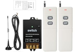 Ailao Interruttore con Telecomando 220V Accensione luci a Distanza AC Remote Switch Relè radio 220V per pompa acqua motore/sistema di sicurezza, distanza massima 1500m con 2 controlli remoti.