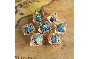 ELIFEL Dadi Set D&D Particolari 7 Pezzi Occhio del Drago Mobili Dadi da Gioco Resina DnD Dice Bordi Affilati Lancia Dadi per Dungeons and Dragons Pathfinder RPG Magic the Gathering con Confezione Regalo