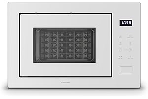 Klarstein Velaire Micro Onde Encastrable 25 Litres avec Grill – 850W, 1200W Grill, 8 Programmes, Commande Tactile, Acier Inox, Plateau 31,5cm – Micro-ondes Encastrable, Blanc