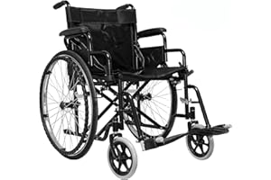 EGLEMTEK Sedia a Rotelle Pieghevole Leggera ad Autospinta,Carrozzina per Disabili ed Anziani con Braccioli Poggiapiedi Estraibili,Cintura di Sicurezza,Qualità Certificata,63 x 87 x 104 cm,Nero