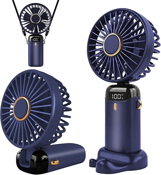 Jsdoin Hand Held Fan,Portable Handheld USB Rechargeable Fans with 5 Speeds,Battery Operated Mini Fan Foldable Desk Deskt