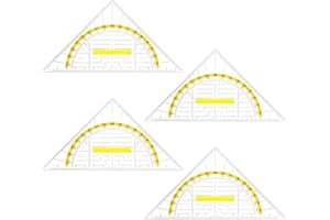 Vicloon Geodreieck mit Griff, 4 Stück Geometrie Dreieck Lineal Set, Kunststoff Geodreieck 16cm, Zeichendreieck Winkelmesser Set Plastik Geometriedreieck für Studenten Büro Designer Malerei Schule