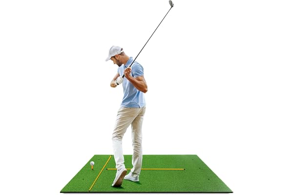 LIFEZEAL Tapis d'Entraînement de Golf, Tapis de Frappe de Golf avec 6 Trous, Tapis de Gazon d'exercice de Golf Intérieur et Extérieur avec 2 Tees & 90cm Cannes Directionnelles