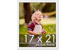 Poster Palooza 17x21 Contemporary White Wood Picture Frame - UV Acrylic, Foam Board Backing, & Hanging Hardware Included!