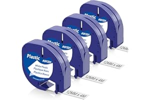 ‎AKEN 4x Kompatibel Dymo LetraTag 12mm x 4m für Dymo Letratag LT-100H 100T Letratag XR Letratag 200B, als Ersatz für Dymo LetraTag Lt-100h Etikettenband Plastik12mm x 4m 91201