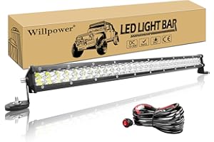 Willpower Barre LED 24'' 180W 2 Supports Magnétiques Faisceau de Câblage Rampe 12V/24V Étanche Projecteur pour Voiture, 4x4, Camion, Tracteur, Quad, Bateau