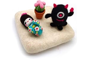 FELTSKY Tappetino per feltratura ad ago, 100% lana, ecologico, in lana naturale, kit per infeltrimento ad ago, 15,2 x 15,2 x 5,1 cm 6"x6"x2" Off-white