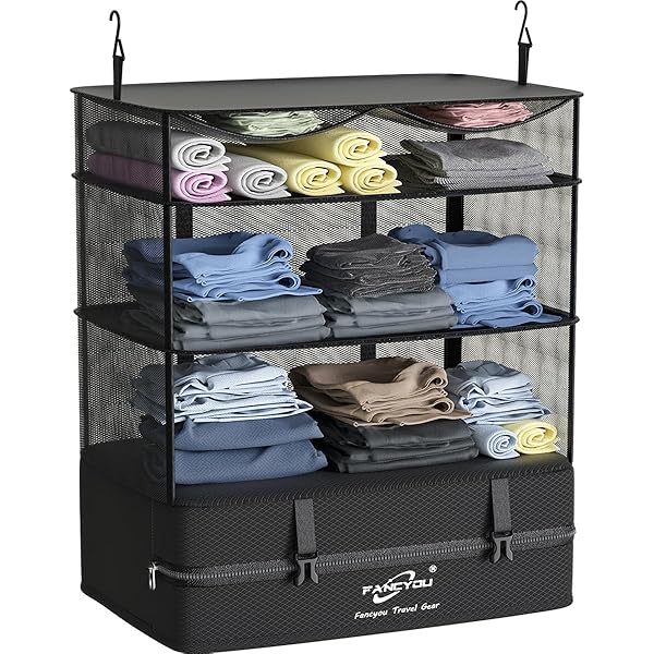 Navaris Kleding Organizer Voor Reizen 45 X 30 49 Cm Opbergsysteem Ademende Bagage Organizers Van Stevig Nylon Met 2 Haken Op Te Hangen 604482628