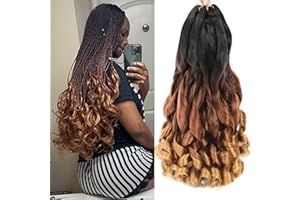 FIRSTCYH HAIR French Curl Braids 56cm Rajout Cheveux Tresses 7 Paquets Meches Boucle Pour Tresses Africaine 1B/30/27 Meche Cheveux Pour Tresse Bouncy Loose Wavy French Curl Braiding Hair