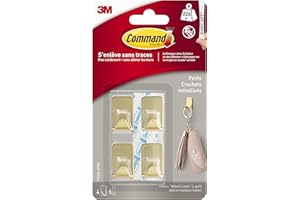 Command Crochet Déco Doré, Petit Modèle, 4 Crochets, 5 Languettes Transparentes - Sans Outils - Pour Accrocher et Décorer Sans Abîmer
