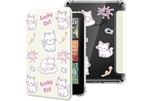 MoKo Custodia Compatibile con Kindle Paperwhite da 7 Pollici 12a Generazione 2024, Cover Leggera con per eBook Reader in TPU Morbido Auto Sveglia/Sonno, Gattino Pigro