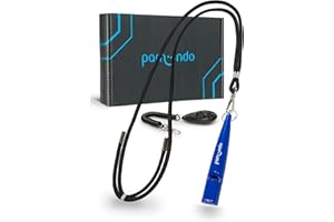 pamindo Hunde Pfeife mit Klicker und Band - Hochfrequenz-Pfeife für das Hundetraining - Pfeifen-Set für Hundeerziehung - Hundezubehör Blau