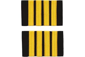 RmKbe Four Bar Black & Gold Striped Epaulette Pilot Epaulettes Shoulder Boards Epaulets Professional Uniform Captain Epaulette for Halloween Cosplay