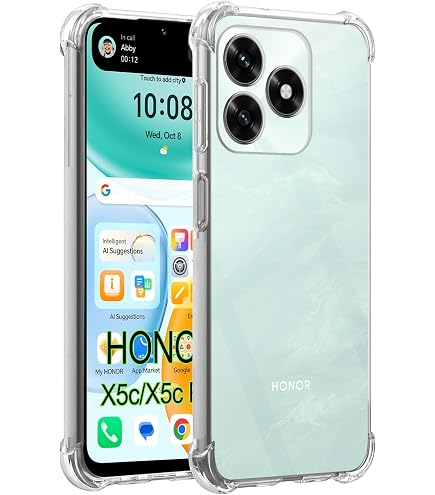 XINYEXIN Cover Per Honor X5 Plus: Custodia Antiurdo Traslucida Con Anello Porta 360° E Supporto Magnetico Per Auto | Rosso - 3
