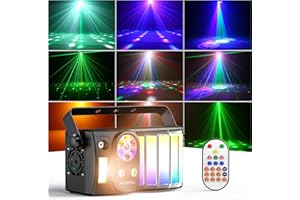 ZONQOONZ LED Luci da Palco a, Luci da Discoteca, 5 in 1 Luci da Festa per DJ RGBW, Con Telecomando Dmx512 Controllo Musicale Luci da Discoteca Luci da Festa per Party Club Bar Casa Natale Halloween Compleanno