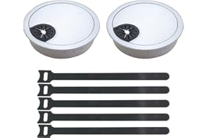 XZMCAT 2pcs Pasacables Mesa Oficina de 80 mm, Tapa Pasacables Mesa Escritorio, Pasacables Redondos Pasacables de Metal ​Plata para Embellecedor Agujero Mesa Gestión de Cables Encastrable Usb Muebles
