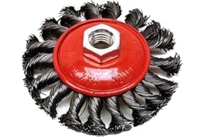 GRABACZ Cepillo Cónico para Amoladora 115mm de Diámetro , Rosca m14 . Alambre Anudado . Juego Cepillo Metalico Cónico Cepillo de lija Trenzado