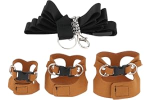 Briny River Ensemble harnais et laisse réglable pour petits animaux avec laisse réglable pour écureuils, gerbilles, chinchillas, rat, marron, S/M/L