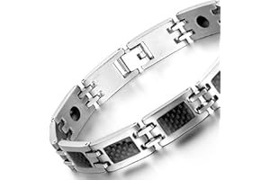 OIDEA Bracelet Magnétique Homme en Acier Inoxydable: Gourmette Aimanté Pour Homme avec Incrustations de Fibre de Carbone Noire-Idéal pour la Saint-Valentin,la Fête des Pères Avec un Joli Sac Cadeau