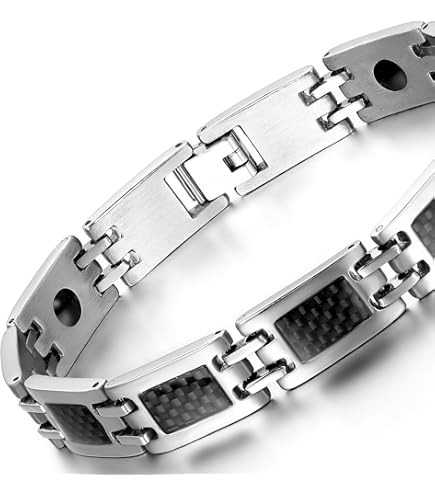 Bracelet Homme En Acier Inoxydable Noir Et Argenté - Chaîne à Maillons, Cadeau Saint-Valentin, Anniversaire Ou Fête Des Pères