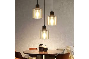 ‎ZMH ZMH Pendelleuchte Esstisch Hängelampe Vintage 3 Flammig Esstischlampe Hängend E27 Hängeleuchte Metall Schwarz Esszimmerlampe Retro Industrial Pendellampe für Wohnzimmer Hotel Büro (ohne Leuchtmittel)