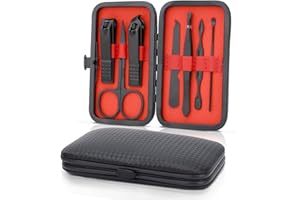 LIFHAP Maniküre Set – Edelstahl Nagelknipser & Nagelhautentferner – 7-in-1 Pediküre Set mit Nagelhautschere, Cuticle Remover für eingewachsene Zehennägel und dicke Nägel (Schwarz)