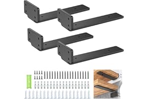 Weldun Schwebende Regalhalterungen, 20 cm, strapazierfähig Metall-L-Halterungen für Regale, Unterstützung, Wandbehang, 4 Stück