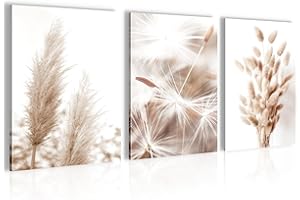 Novart- Tableau Décoration Murale- Boho- Decoration Chambre Salon- Prêt à être Accroché- 3 Cadres de 30x40 cm- Beige- N008935a