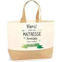 Sac Cabas Merci Mamie - Coton Et Toile De Jute - Style Vintage - Idée Cadeau Femme - Fait En France
