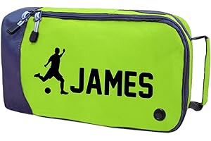 ABSOLUTELY TOP Childrens Football Boot Bag Boys Girls Footy Gift Customised Rugby Sports Shoe Bag Any Name (Lime Green Bag/Black Print)