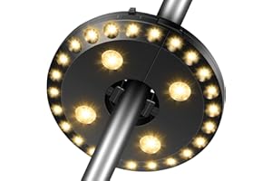 HELESIN Oświetlenie parasola przeciwsłonecznego, 28 diod LED, 3 tryby oświetlenia, zasilanie bateryjne, jasne światło do ogrodu, na balkon, taras, plażę, imprezę, kemping, dekoracja ciepła biel