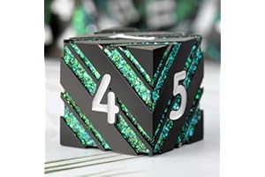 DNDND Dés à rayures D&D, dés métalliques à paillettes avec boîte en métal cadeau pour jeu de table Donjons et Dragons (rayures vertes)