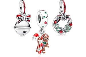 MSPOVOF Christmas Charms 5A Cubic Zirconia 925 Bracelets en argent sterling Pendentif Noël Anniversaire cadeau pour les femmes