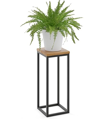 Support à Plantes Métal Noir - 60cm De Haut, Design Loft Industriel, Pour Intérieur Et Extérieur