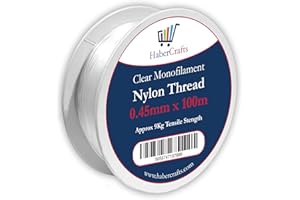 HABERCRAFTS Hilo de Nailon Transparente de 0,45 mm, Cuerda Invisible no elástica, Hilo de Coser de plástico Transparente para Colgar Decoraciones de Manualidades, Arco de Globos, Cuentas y bisutería, Resistencia