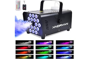 XNDRYAN Fog Machine 800W Smoke Machine with 18 RGB LED & Wireless Remote Control, Suitable for Party, Disco Dj Effect, Wedding, Stage Performances, Halloween