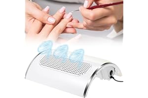 Hombasing 80W Aspirateur Ongles Manucure Professionnelle, Aspirateur Ongles Professionnelle, Aspirateur Manucure avec 2 Ventilateurs et 2 Poussière Collectionneur Sac, pour Nail Art ou Salon, Blanc