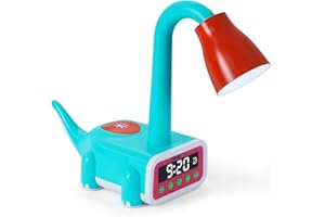 PRIXELLE Kronosaur Reveil Enfant Dinosaure 3 en 1 avec Lampe Douce de Chevet et Lune Gardienne, L’Objet Design Qui Transforme la Chambre et Apaise Le Sommeil