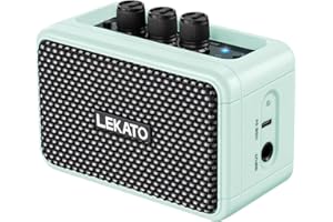 LEKATO Mini amplificador de guitarra eléctrica recargable de 5 W con efectos limpio/overdriver, Bluetooth 5.0, amplificador portátil para ejercicios en casa y fiestas de música (azul)