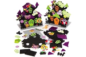 Baker Ross AX257 Halloween hemsökt hus hantverkskit – paket med 2, för halloweendekorationer, konst och hantverk, gåvor och festeaktiviteter